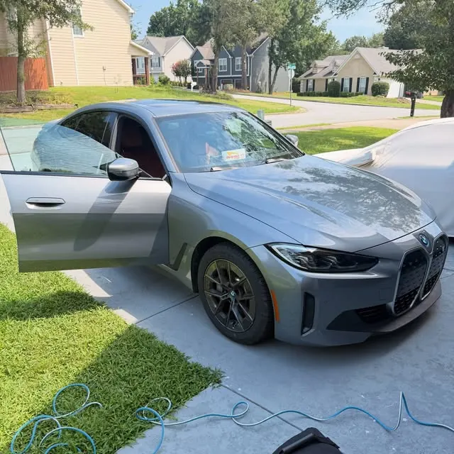 Silver BMW parked outdoors